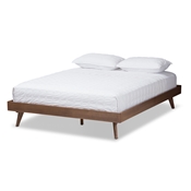 Baxton Studio Jacob Mid-Century Modern Walnut Brown Finished Solid Wood King Size Bed Frame